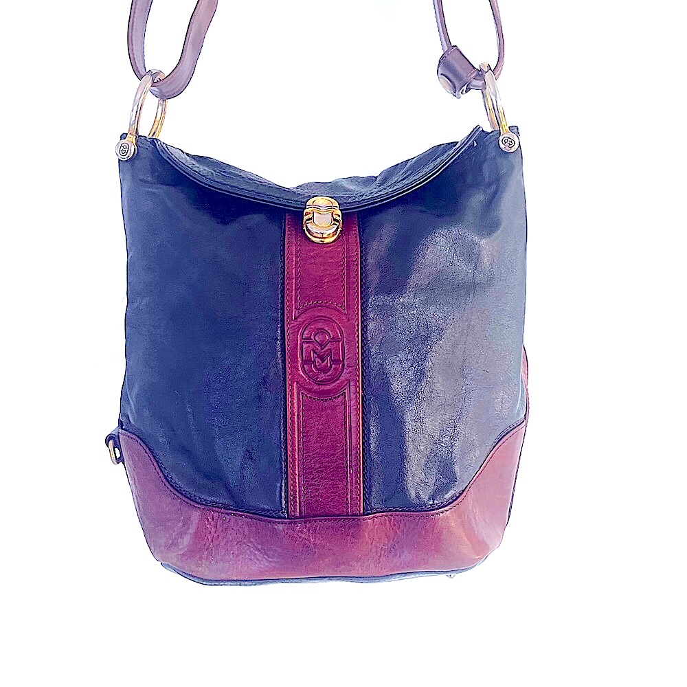 Marino Orlandi Leather Brown Black Sling Bucket Bag
